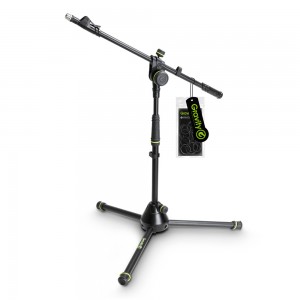 Gravity MS 4222 B - Short Microphone Stand with Folding Tripod Base and 2-Point Adjustment Telescoping Boom