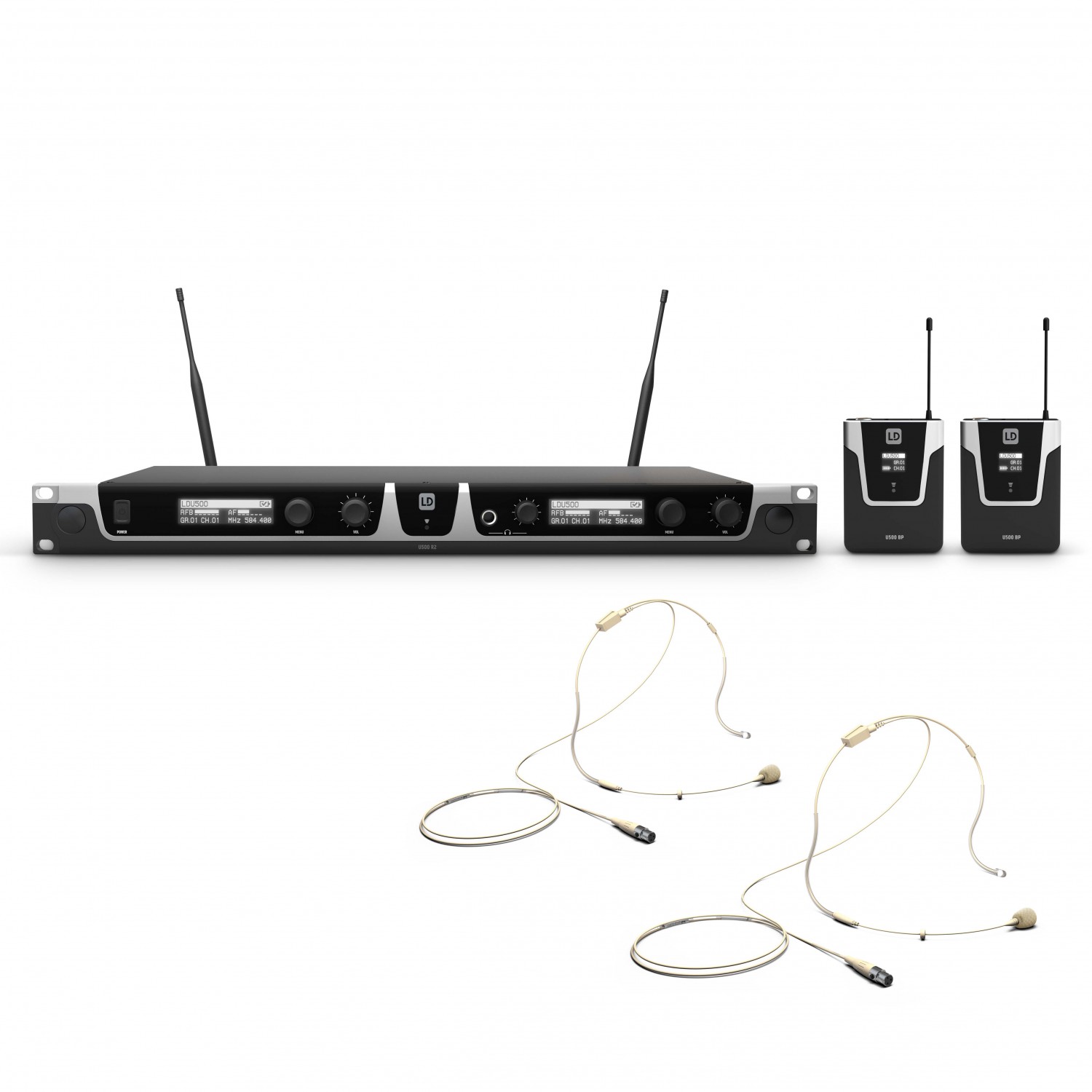LD Systems U505 BPHH 2 - Bezprzewodowy system mikrofonowy z nadajnikiem Bodypack x 2 i zestawem nagłownym x 2 kolorze beżowy LD Systems U505 BPHH 2 - Bezprzewodowy system mikrofonowy z nadajnikiem Bodypack x 2 i zestawem nagłownym x 2 kolorze beżowy