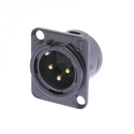 Neutrik C3 MD-L-B-1 - 3 Pin male XLR Panel-Mount Connector with Gold Contacts, black