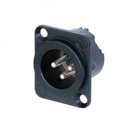 Neutrik C3 MD-LX-B - 3 pole male receptacle, solder cups, black metal housing, gold contacts