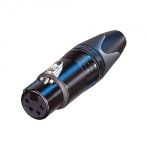Neutrik NC4FXX-B - 4-pin female XLR cable connector with black chrome housing and gold-plated contacts
