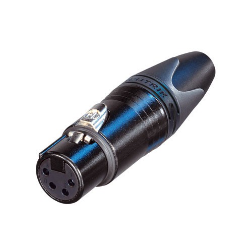 Neutrik NC4FXX-B - 4-pin female XLR cable connector with black chrome housing and gold-plated contacts Neutrik NC4FXX-B - 4-pin female XLR cable connector with black chrome housing and gold-plated contacts