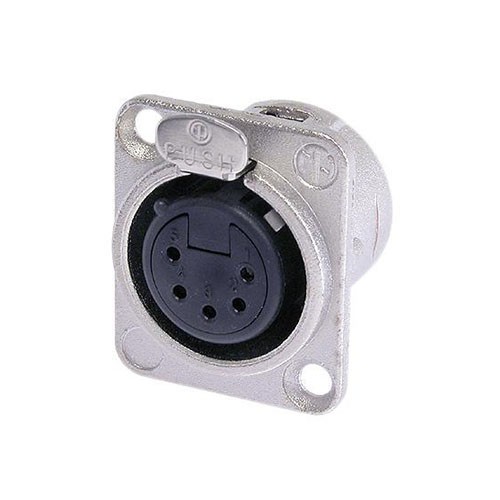 Neutrik NC5FD-L-1 - 5-pin female Panel Connector with Nickel-Plated Housing, Silver-Plated Contacts and Rear-Mounted Solder Term