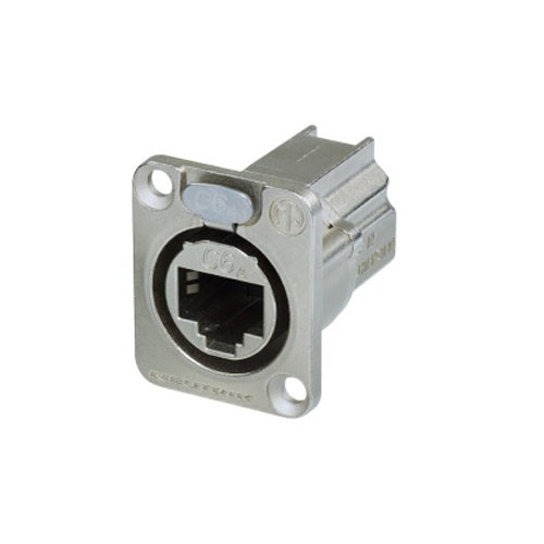 Neutrik E8 FDX-P6 - CAT6A Chassis Connector, Shielded and Nickel-Plated, D-Shaped