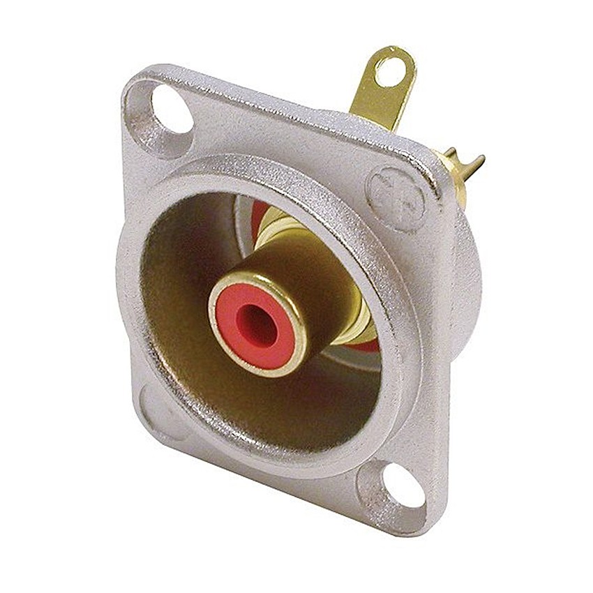 Neutrik NF2D-2 - Phono (RCA) Socket, D-shaped, red, Nickel-Plated Neutrik NF2D-2 - Phono (RCA) Socket, D-shaped, red, Nickel-Plated