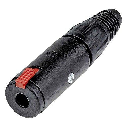 Neutrik NJ3FC6-BAG - Locking 6.3 mm female 3 Pin Jack Connector, Silver Plated Contacts, black Chrome Housing Neutrik NJ3FC6-BAG - Locking 6.3 mm female 3 Pin Jack Connector, Silver Plated Contacts, black Chrome Housing