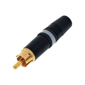 Neutrik REAN NYS 373-9 - REAN phono / RCA Connector in Metal Housing (D-form) with white Coding and gold-plated Contacts