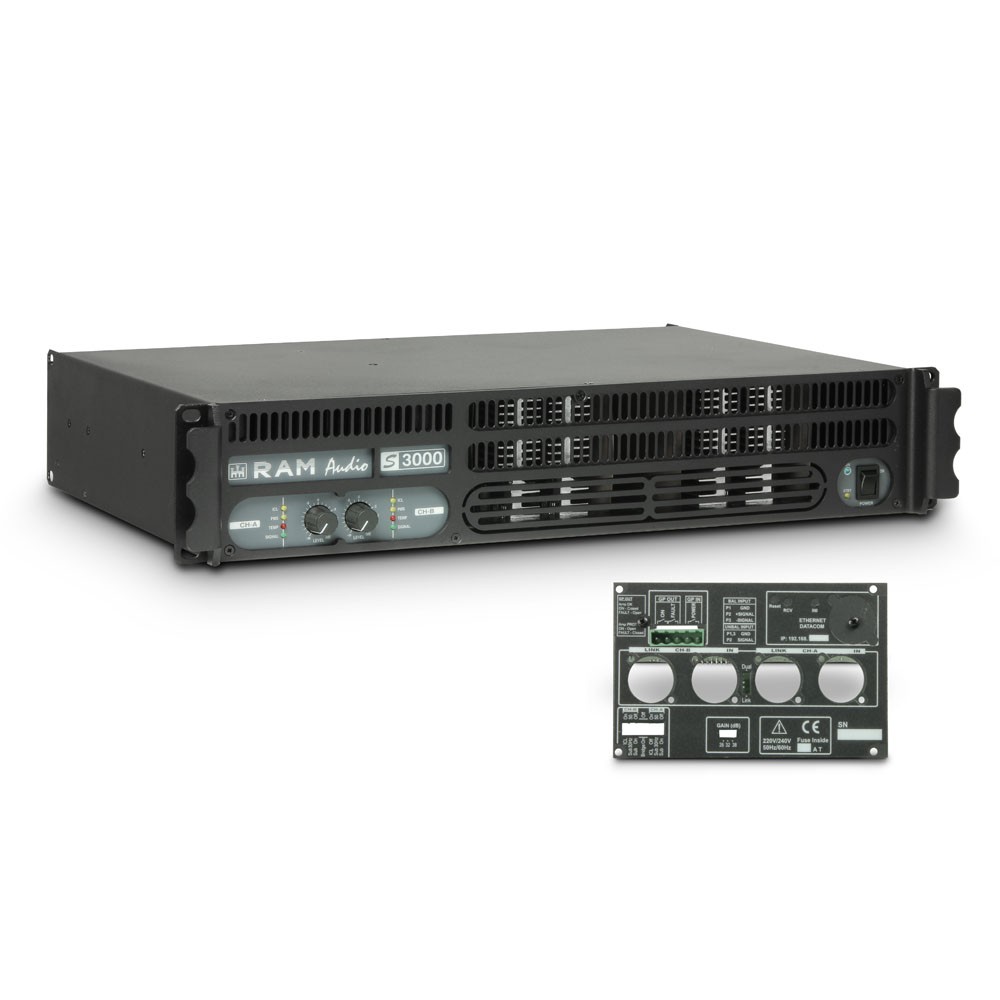 Ram Audio S 3000 GPIO - Końcówka mocy PA 2 x 1570 W, 2 Ω, z modułem GPIO Ram Audio S 3000 GPIO - Końcówka mocy PA 2 x 1570 W, 2 Ω, z modułem GPIO