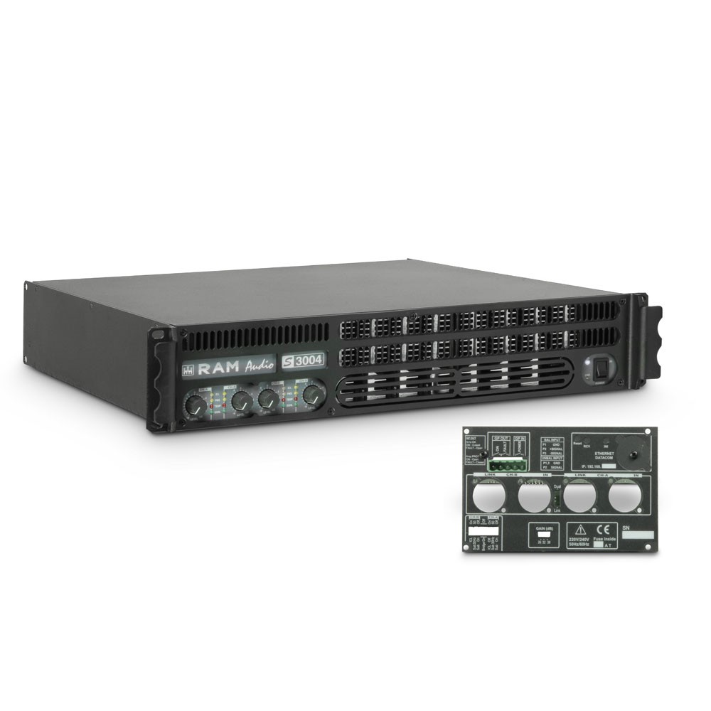 Ram Audio S 3004 GPIO - Końcówka mocy PA 4 x 700 W, 2 Ω, z modułem GPIO Ram Audio S 3004 GPIO - Końcówka mocy PA 4 x 700 W, 2 Ω, z modułem GPIO