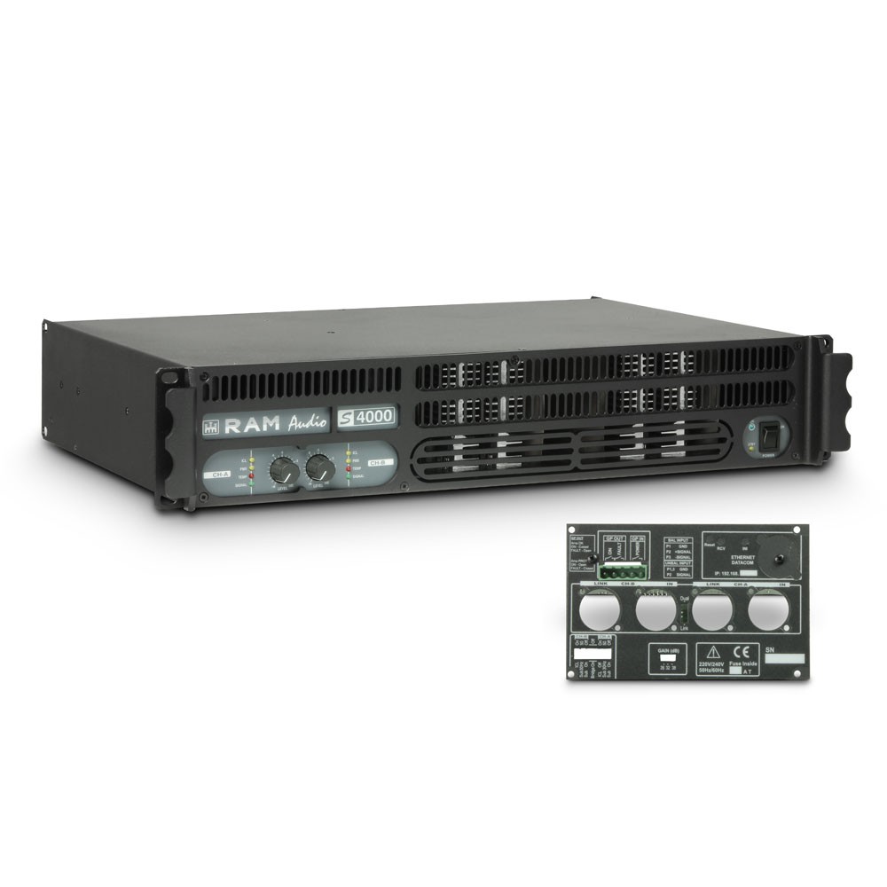 Ram Audio S 4000 GPIO - Końcówka mocy PA 2 x 1950 W, 2 Ω, z modułem GPIO Ram Audio S 4000 GPIO - Końcówka mocy PA 2 x 1950 W, 2 Ω, z modułem GPIO