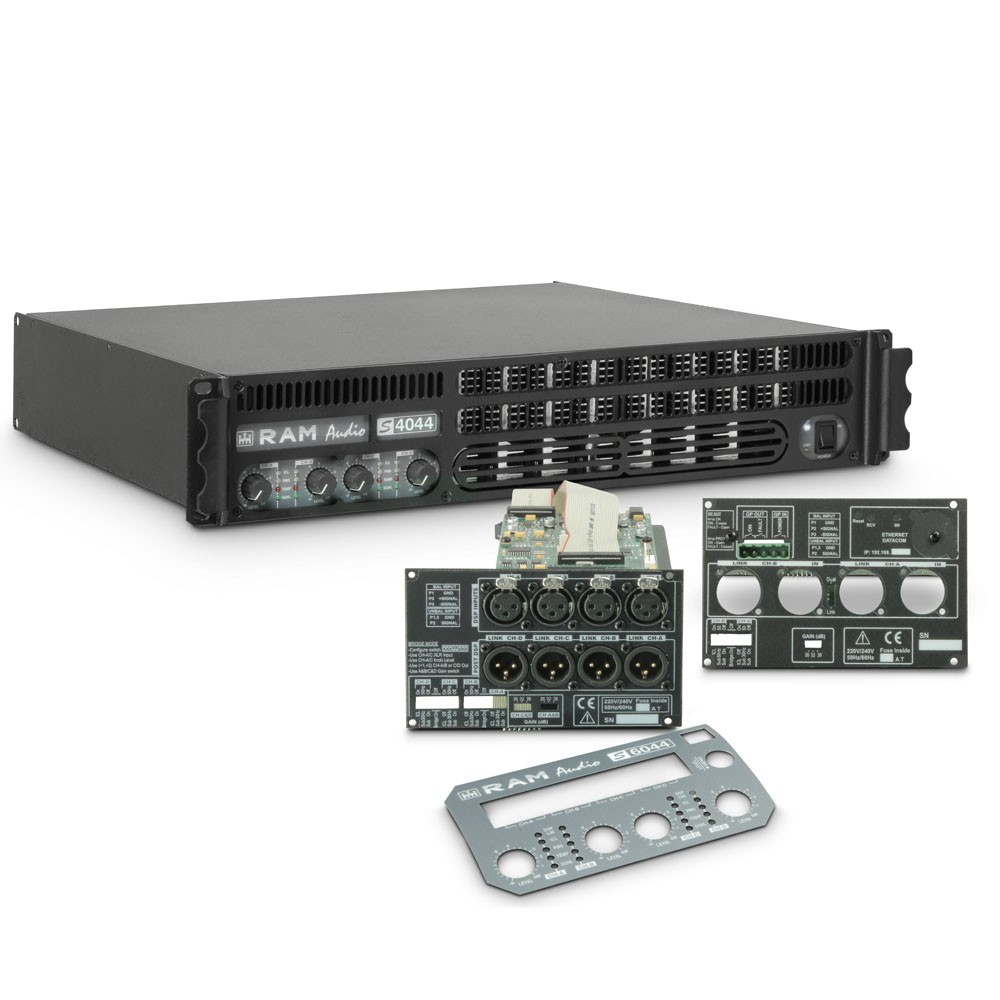Ram Audio S 4044 DSP GPIO - Końcówka mocy PA 4 x 975 W, 4 Ω, z modułami DSP i GPIO Ram Audio S 4044 DSP GPIO - Końcówka mocy PA 4 x 975 W, 4 Ω, z modułami DSP i GPIO