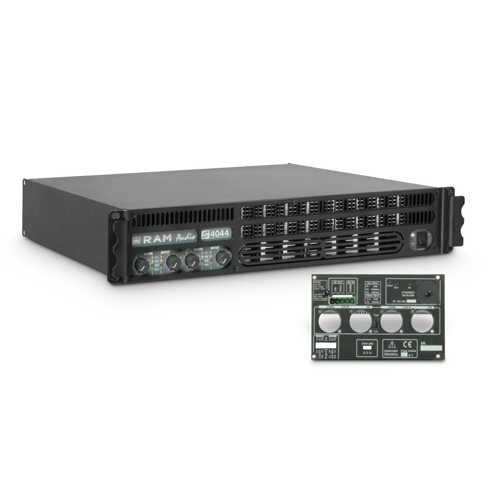 Ram Audio S 4044 GPIO - Końcówka mocy PA 4 x 975 W, 4 Ω, z modułem GPIO Ram Audio S 4044 GPIO - Końcówka mocy PA 4 x 975 W, 4 Ω, z modułem GPIO