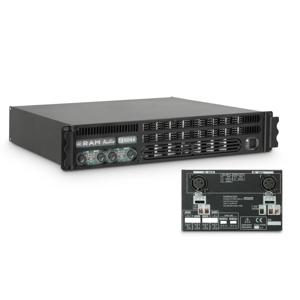 Ram Audio S 6044 X OVER - Końcówka mocy PA 4 x 1480 W, 4 Ω, z analogowym modułem procesora Ram Audio S 6044 X OVER - Końcówka mocy PA 4 x 1480 W, 4 Ω, z analogowym modułem procesora
