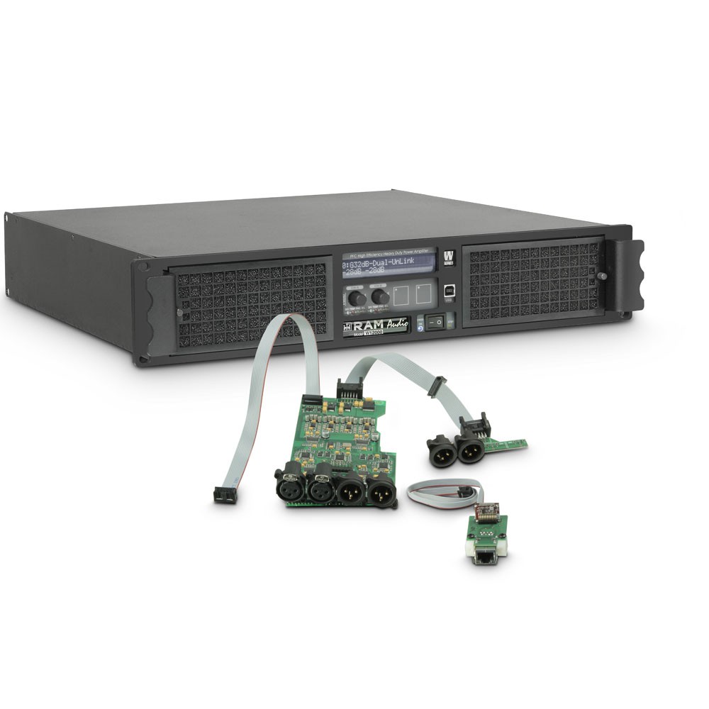 Ram Audio W 12000 DSP E - Końcówka mocy PA 2 x 5900 W, 2 Ω, z modułami DSP i Ethernet Ram Audio W 12000 DSP E - Końcówka mocy PA 2 x 5900 W, 2 Ω, z modułami DSP i Ethernet