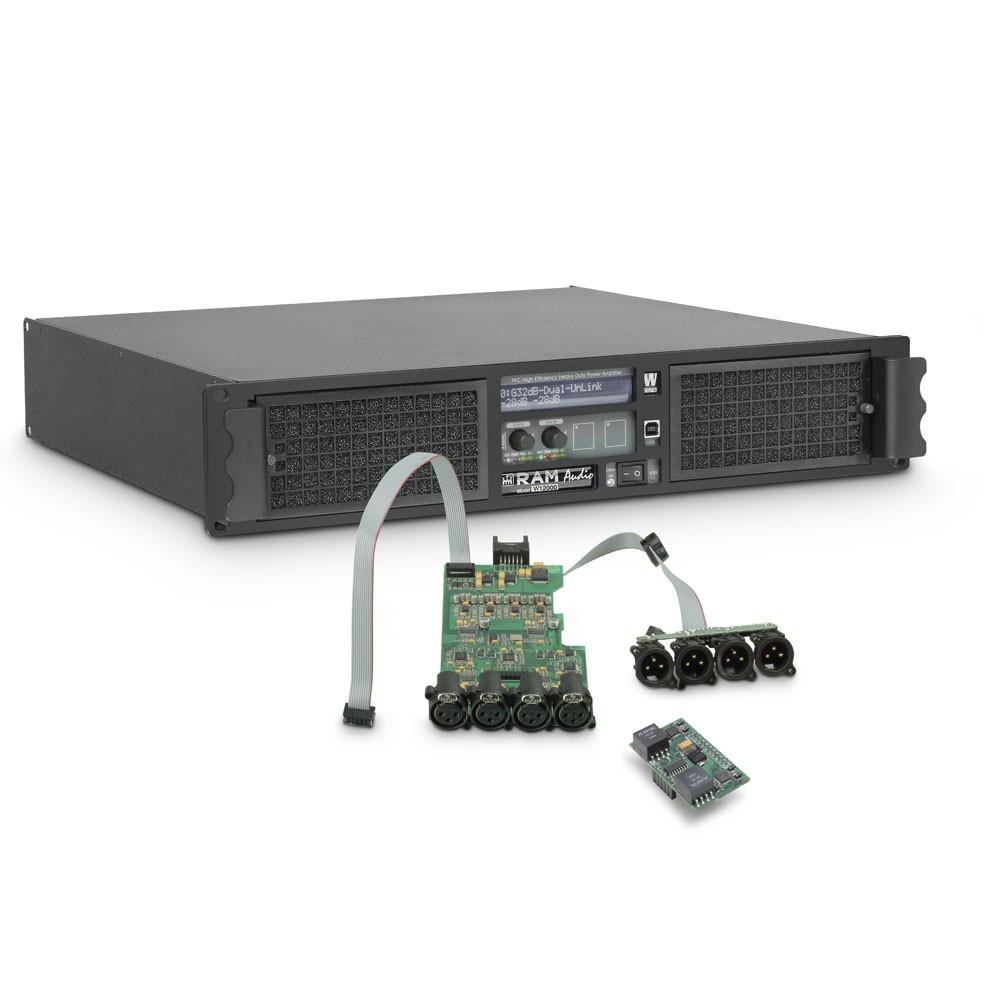 Ram Audio W 12004 DSP AES - Końcówka mocy PA 4 x 3025 W, 2 Ω, z modułem DSP i cyfrowym wejściem AES/EBU Ram Audio W 12004 DSP AES - Końcówka mocy PA 4 x 3025 W, 2 Ω, z modułem DSP i cyfrowym wejściem AES/EBU