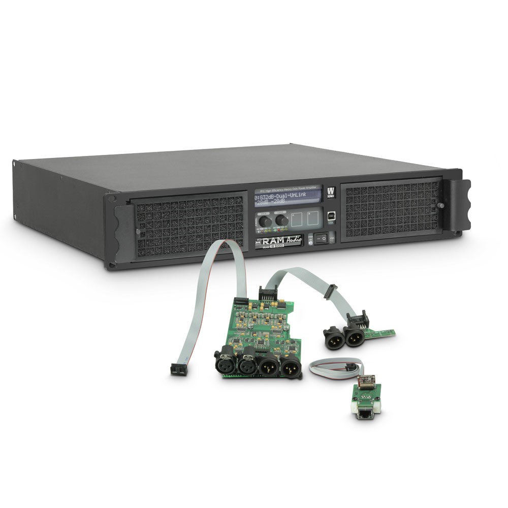 Ram Audio W 6000 DSP E - Końcówka mocy PA 2 x 3025 W, 2 Ω, z modułami DSP i Ethernet Ram Audio W 6000 DSP E - Końcówka mocy PA 2 x 3025 W, 2 Ω, z modułami DSP i Ethernet