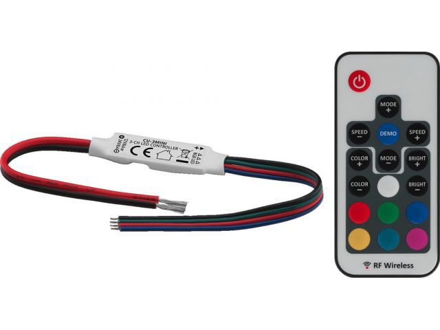 Monacor CU-3MINI - 3-kanałowy, bezprzewodowy, miniaturowy kontroler diodowy Monacor CU-3MINI - 3-kanałowy, bezprzewodowy, miniaturowy kontroler diodowy