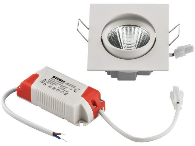 Monacor LDSQ-755W/WWS - Reflektory diodowe do montażu wpustowego, kwadratowe, 5W Monacor LDSQ-755W/WWS - Reflektory diodowe do montażu wpustowego, kwadratowe, 5W