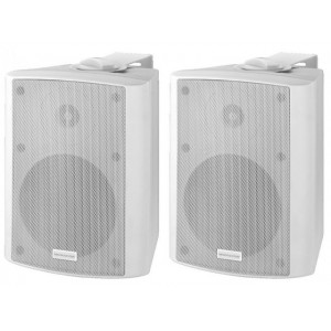 Monacor MKA-50SET/WS - Para 2-drożnych zestawów głośnikowych stereo, aktywny i pasywny, 2 x 20W RMS