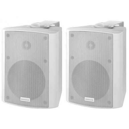 Monacor MKA-50SET/WS - Para 2-drożnych zestawów głośnikowych stereo, aktywny i pasywny, 2 x 20W&ltsub&gtRMS&lt/sub&gt