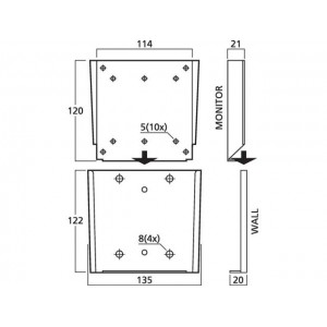 Monacor MST-10 - Uchwyt naścienny do monitorów LCD