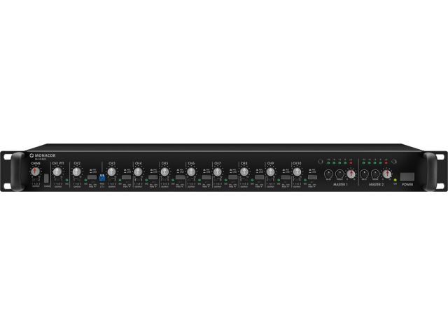 Monacor PA-1414MX - 10-kanałowy przedwzmacniacz/mikser PA Monacor PA-1414MX - 10-kanałowy przedwzmacniacz/mikser PA