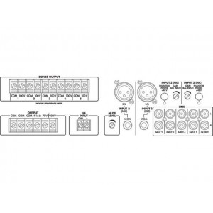 Monacor PA-312DMP - 5-strefowy wzmacniacz miksujący PA, mono