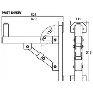 Monacor PAST-84/SW - Uchwyt ścienny do zestawów głośnikowych