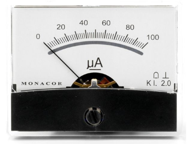 Monacor PM-2/100UA - Mierniki z ruchomą cewką Monacor PM-2/100UA - Mierniki z ruchomą cewką
