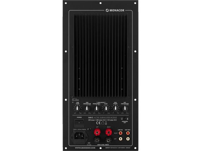 Monacor SAM-2 - Aktywny moduł subwoofera, 200W<sub>RMS </sub> Monacor SAM-2 - Aktywny moduł subwoofera, 200W<sub>RMS </sub>