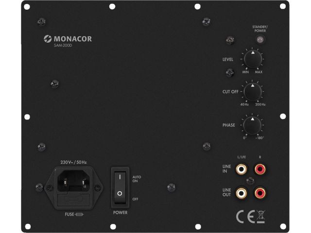 Monacor SAM-200D - Aktywny, cyfrowy moduł subwoofera, 200W&ltsub&gtRMS&lt/sub&gt przy 4Ω