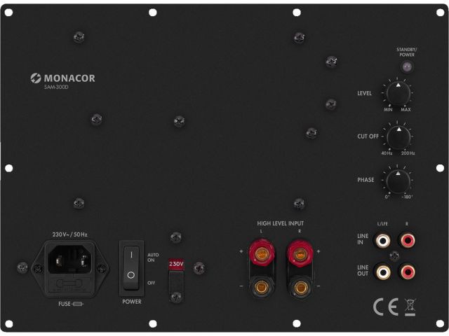 Monacor SAM-300D - Aktywny, cyfrowy moduł subwoofera 300W&ltsub&gtRMS&lt/sub&gt przy 4Ω