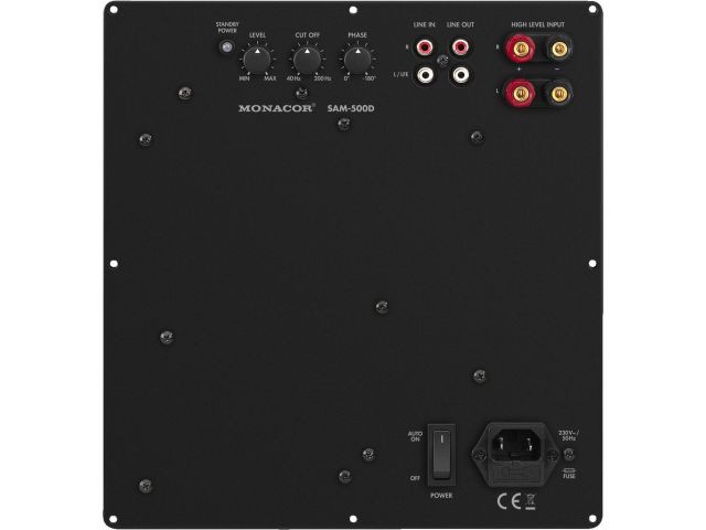 Monacor SAM-500D - Aktywny, cyfrowy moduł subwoofera 500W<sub>RMS</sub> przy 4Ω Monacor SAM-500D - Aktywny, cyfrowy moduł subwoofera 500W<sub>RMS</sub> przy 4Ω