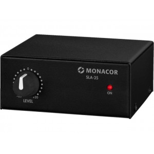 Monacor SLA-35 - Wzmacniacz stereo dopasowujący poziom i impedancję