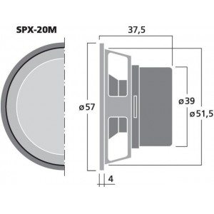 Monacor SPX-20M - Miniaturowy głośnik pełnopasmowy HiFi, 30W&ltsub&gtMAX&lt/sub&gt, 15W&ltsub&gtRMS&lt/sub&gt, 8Ω
