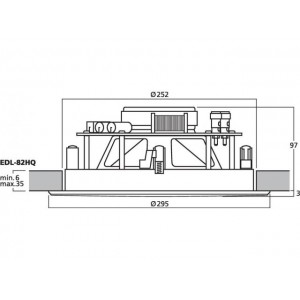 Monacor EDL-82HQ - Głośnik sufitowy HiFi i PA, 30W&ltsub&gtRMS&lt/sub&gt, 100V