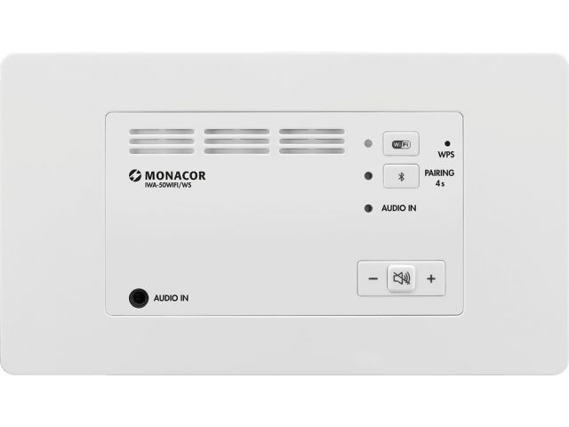 Monacor IWA-50WIFI/WS - Wzmacniacz HiFi do systemów multi-room, Wi-Fi, Bluetooth