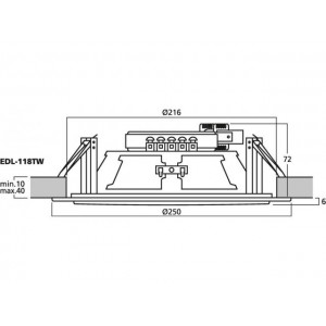 Monacor EDL-118TW - Głośnik sufitowy PA, 100V