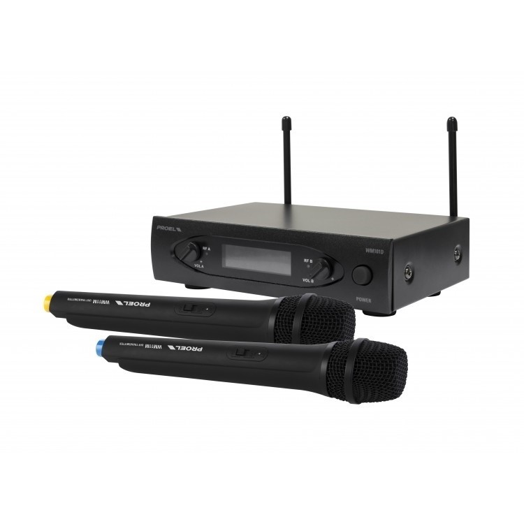Proel WM101DM Podwójny system bezprze UHF z mikrofonem Proel WM101DM Podwójny system bezprze UHF z mikrofonem