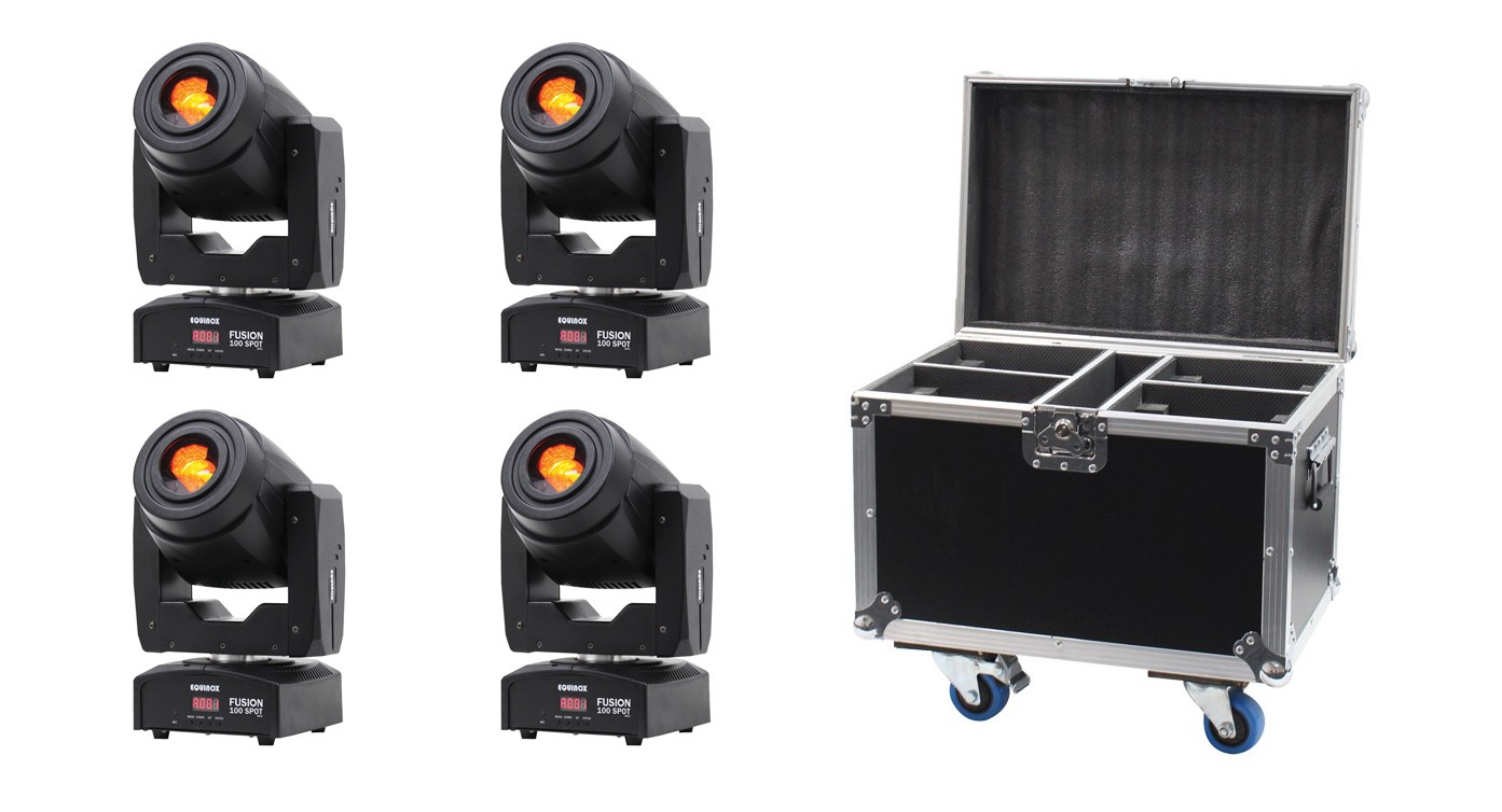 Lighting Center 4x Fusion 100 Spot MKII - zestaw głowic + case