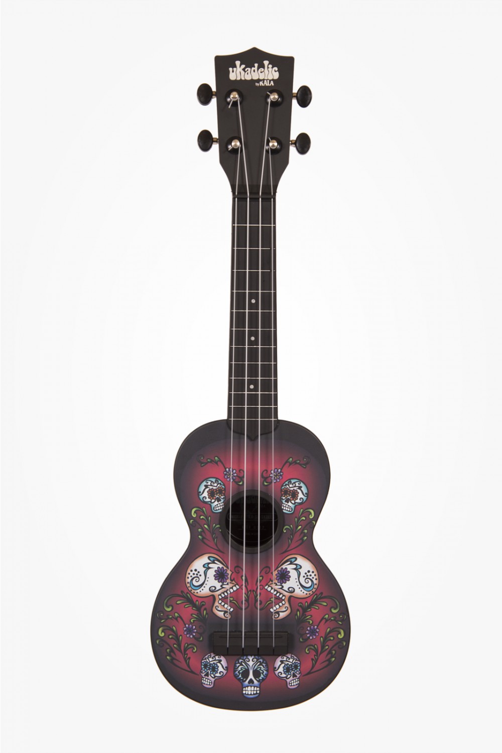 KALA Ukadelic KA-SU-SKULLS - Sugar Skulls Soprano Ukulele, with Tote Bag