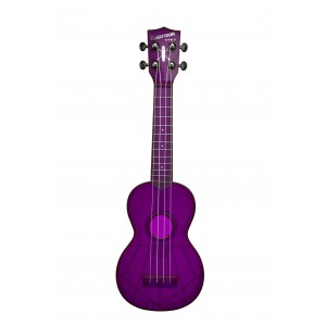 KALA Waterman KA-SWF-PL - Fluorescent Purple Grape Soprano Ukulele, with Tote Bag