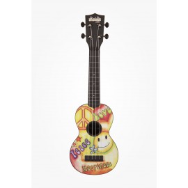 KALA Ukadelic KA-SU-PEACE - Peace Love Soprano Ukulele, with Tote Bag
