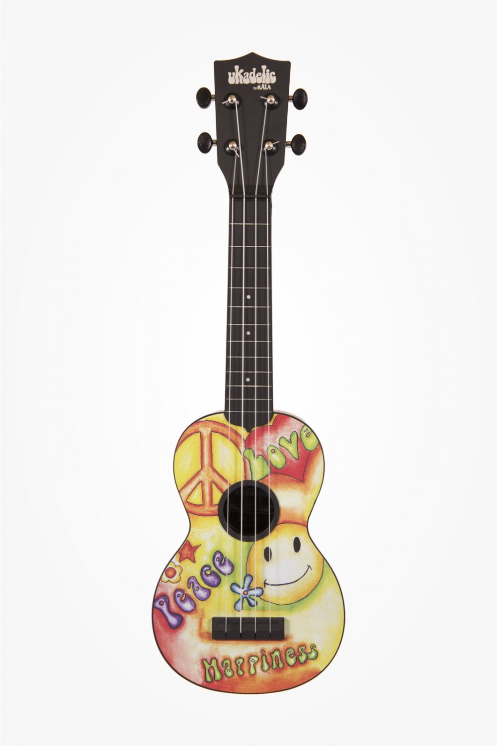 KALA Ukadelic KA-SU-PEACE - Peace Love Soprano Ukulele, with Tote Bag