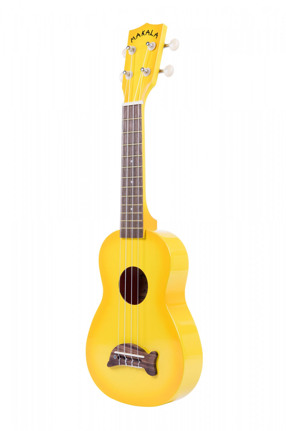 Makala Dolphin MK-SD-YLBURST - Yellow Burst Soprano Dolphin Ukulele, with Tote Bag