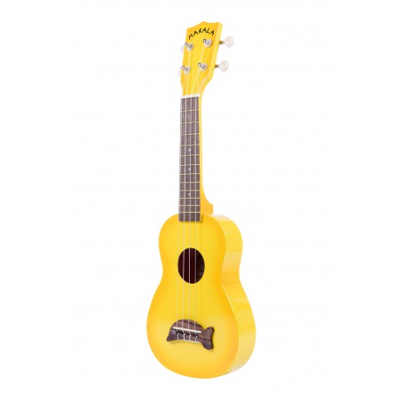 Makala Dolphin MK-SD-YLBURST - Yellow Burst Soprano Dolphin Ukulele, with Tote Bag