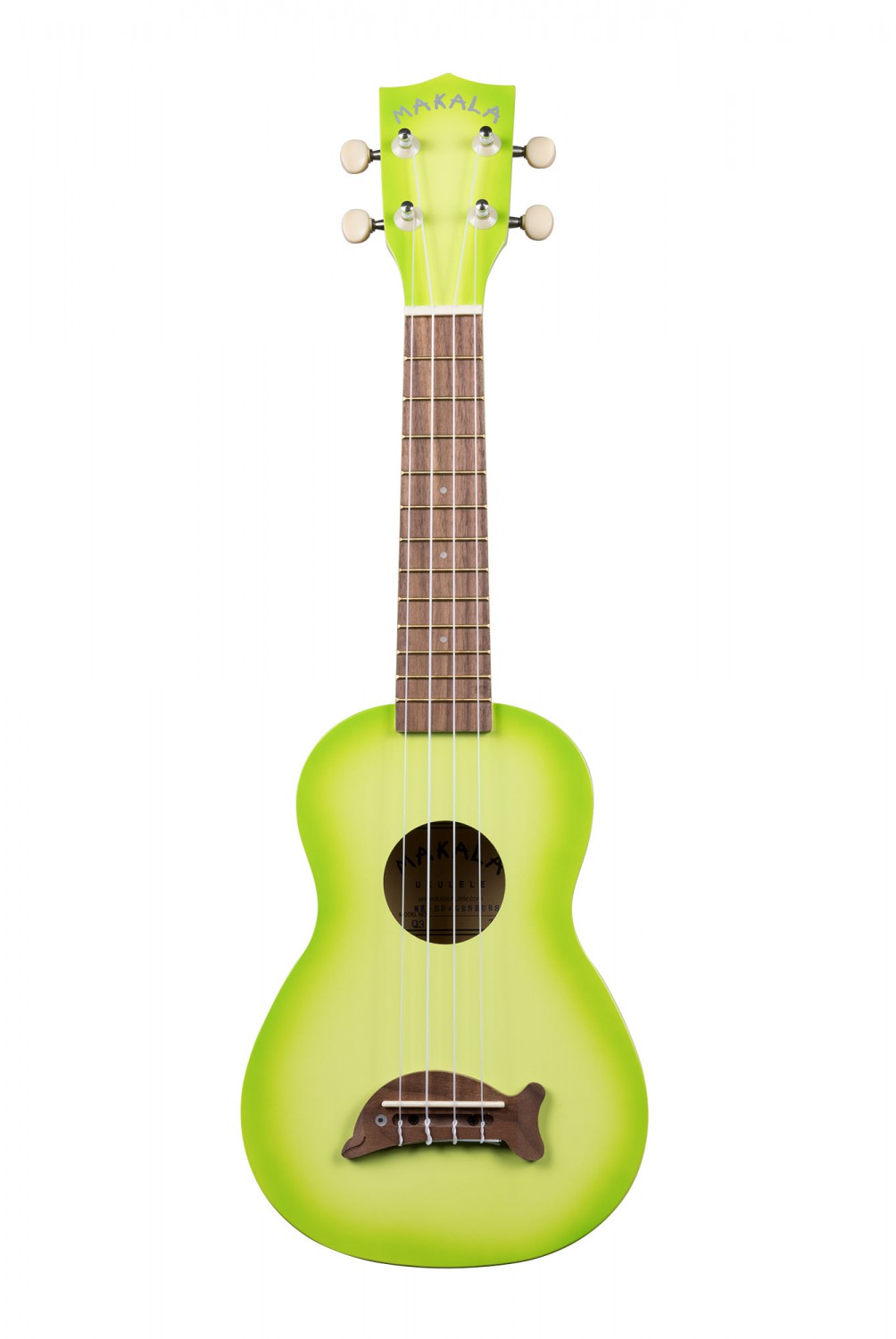 Makala Dolphin MK-SD-GRNBURST - Green Apple Burst Soprano Dolphin Ukulele, with Tote Bag