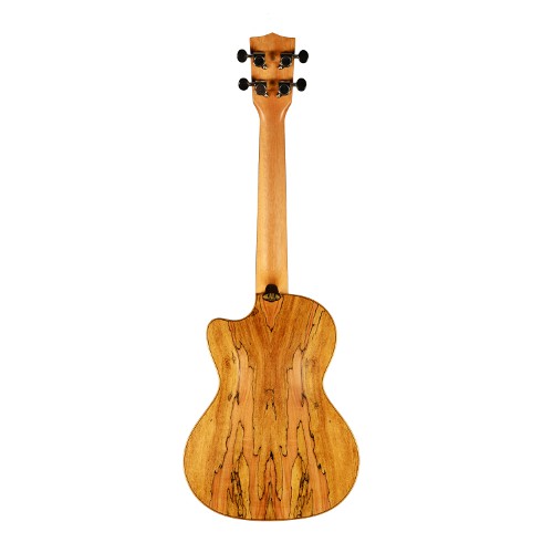 KALA KA-SSTU-SMT-CE - Solid Spruce Spalted Maple Travel Tenor Ukulele, with Cutaway, EQ & Bag