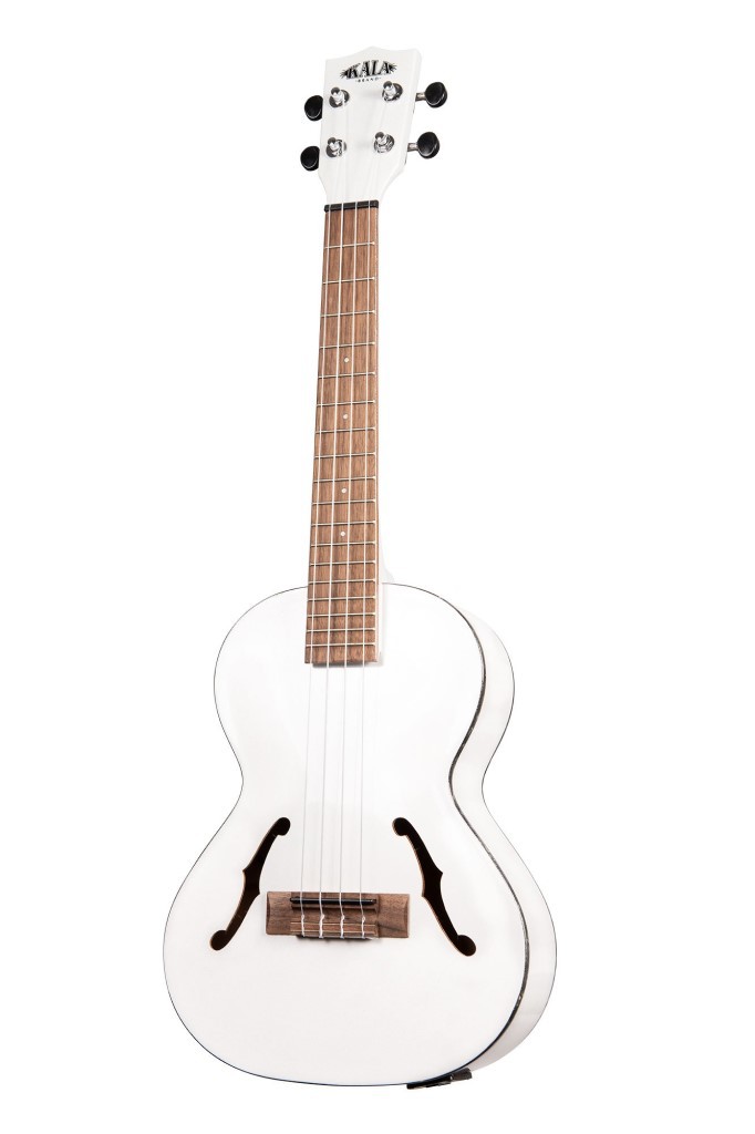 KALA KA-JTE/MTW - Metallic White Archtop Tenor Ukulele, with EQ & Case (UC-T)