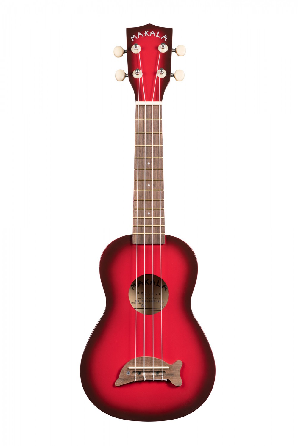 Makala Dolphin MK-SD-RDBURST - Red Burst Soprano Dolphin Ukulele, with Tote Bag